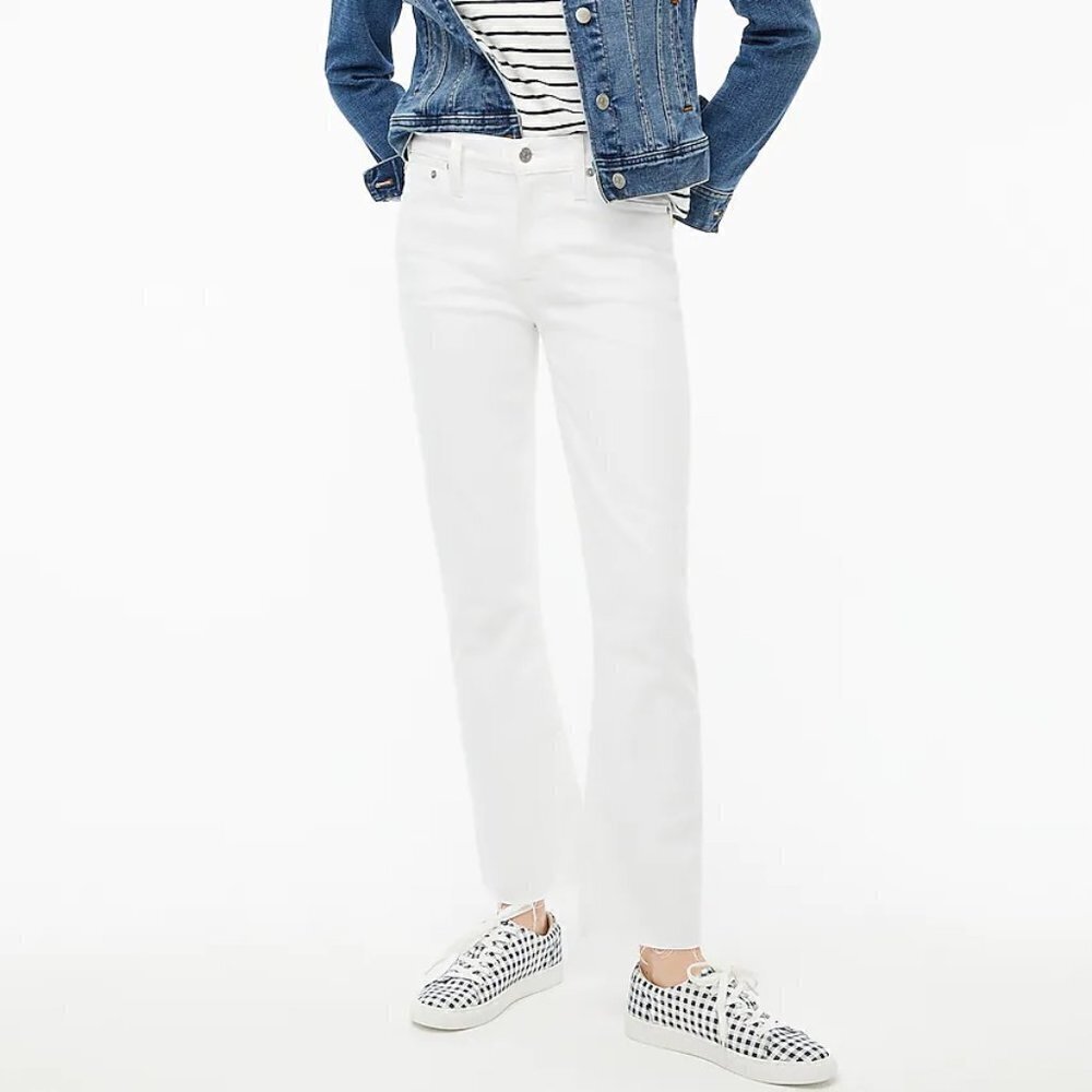 J.Crew Flare Crop Mid-Rise White Jean in Signature Stretch NWT Size 26